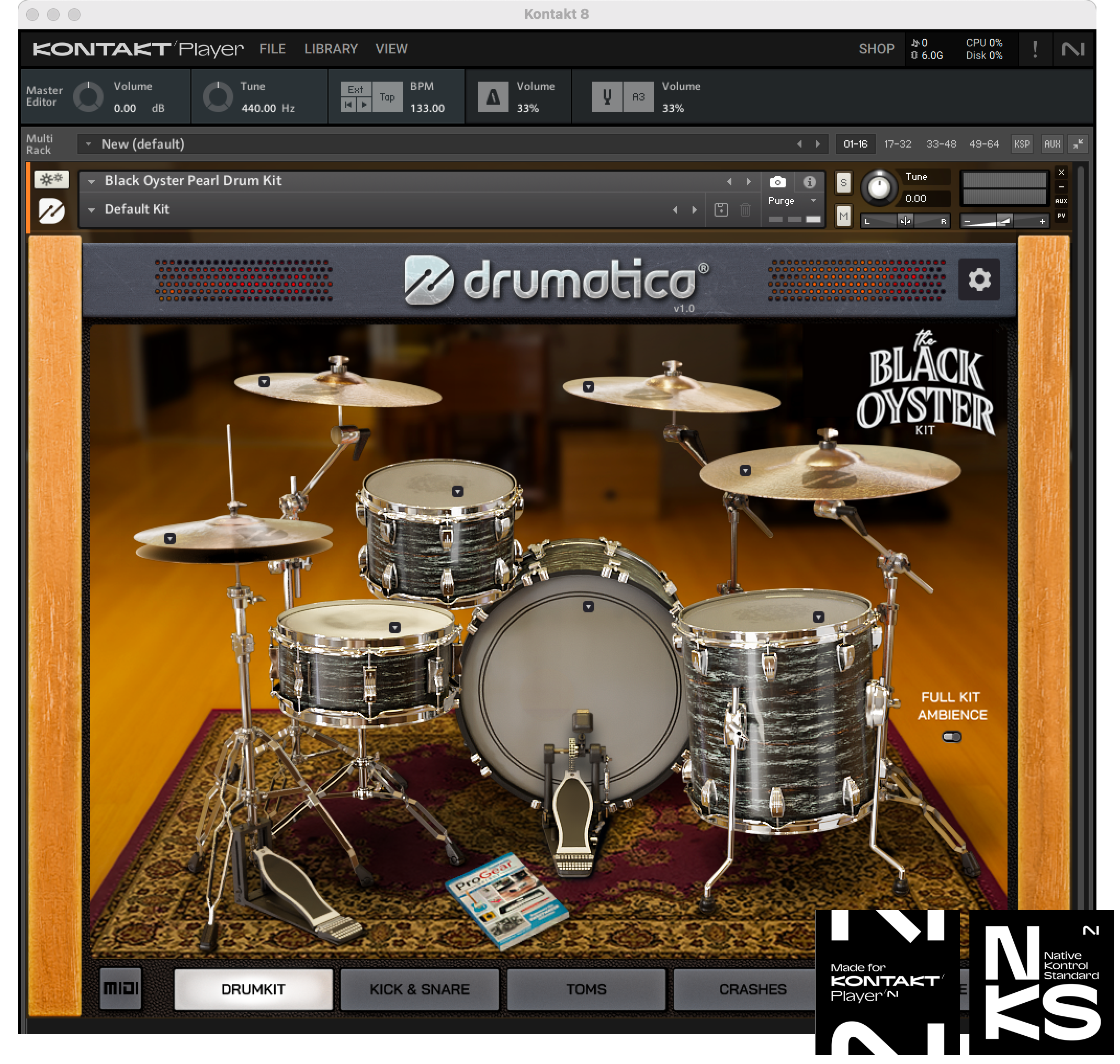 The Black Oyster Drum Kit Mixed by Darrell Thorp - Kontakt Edition